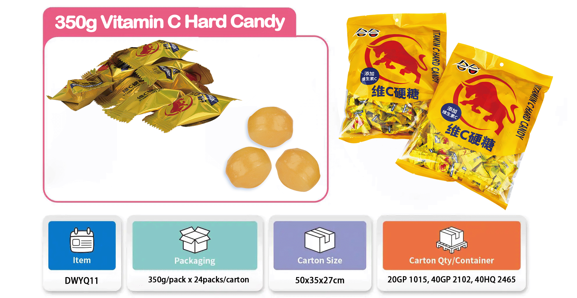 350g Fruity Flavors Vitamin C Hard Candy