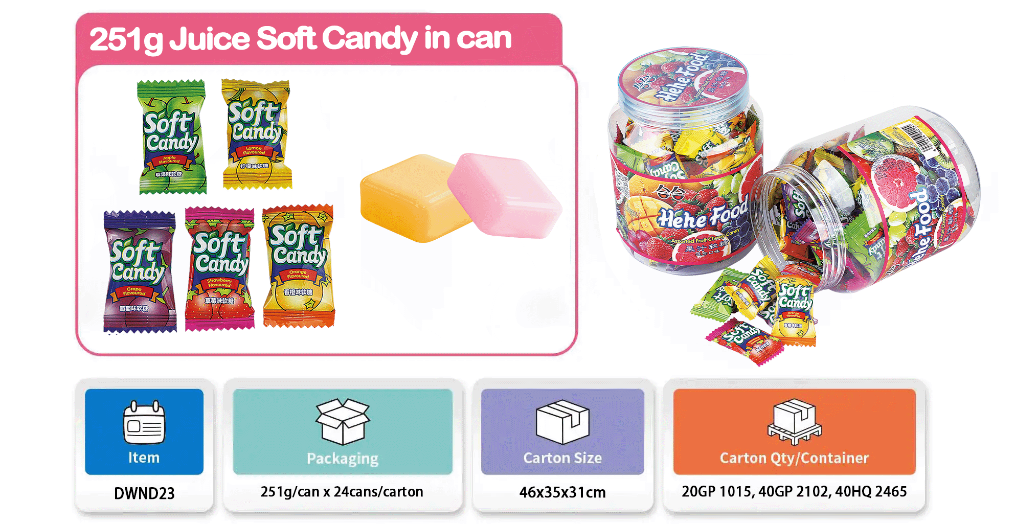 251g Juice Soft Candy in can