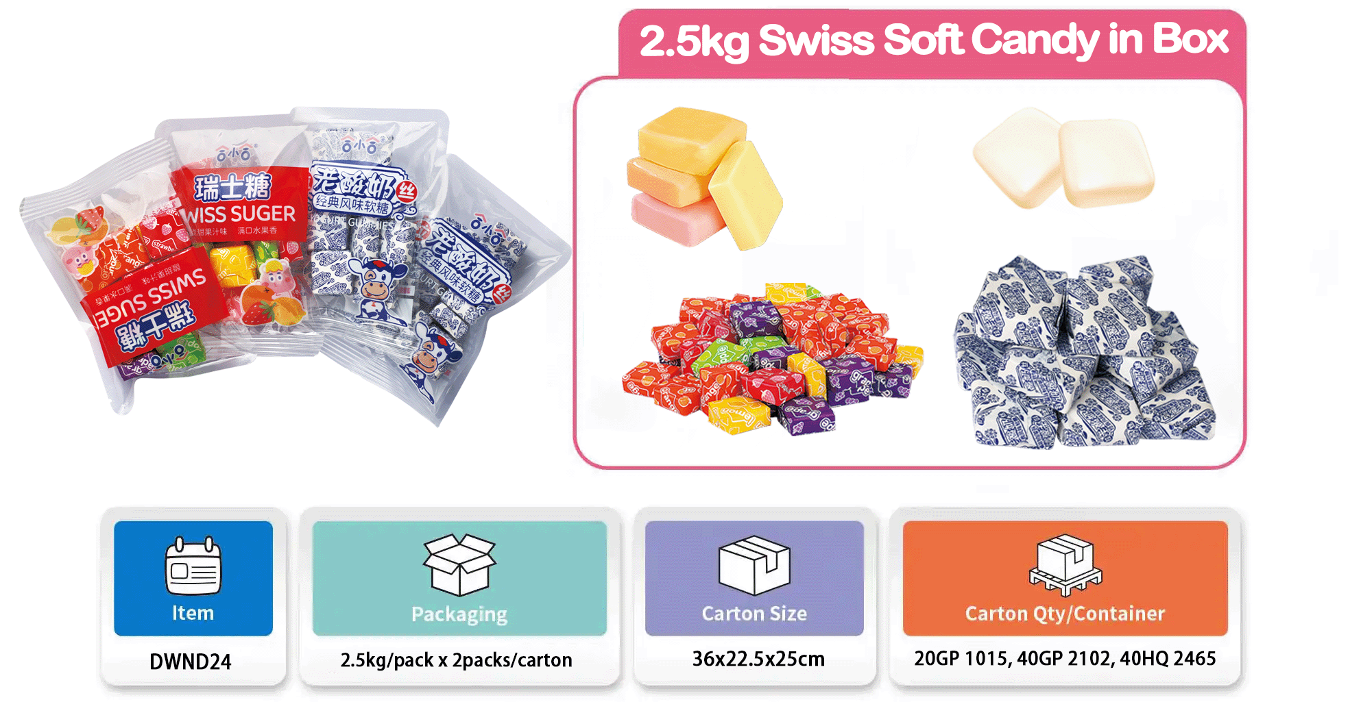 2.5kg Swiss Soft Candy in Bag